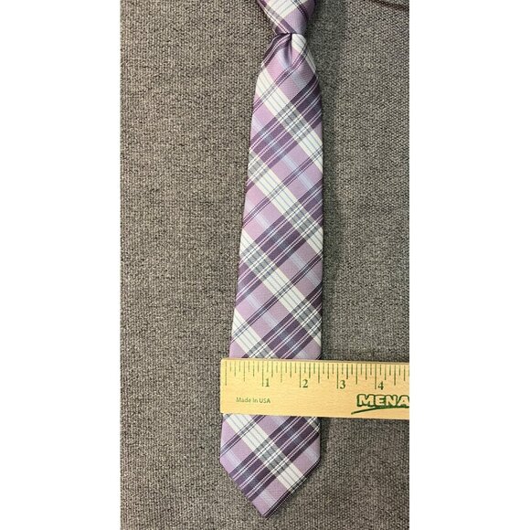 Lot of 2 XMI Zipper Ties Youth Size – Plaid Purple & Blue – Excellent Condition - Picture 10 of 11